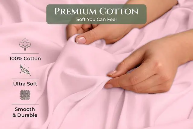 Alt view image 6 of 7 - Royale Linens 100% Cotton Pillow Cases Standard Size Set of 2 - Percale Pillowcase - Pink Pillow Cases Super Soft Cooling & Breathable Hotel Cotton Pillowcases, Fits Standard Pillows (20"x26", Pink)