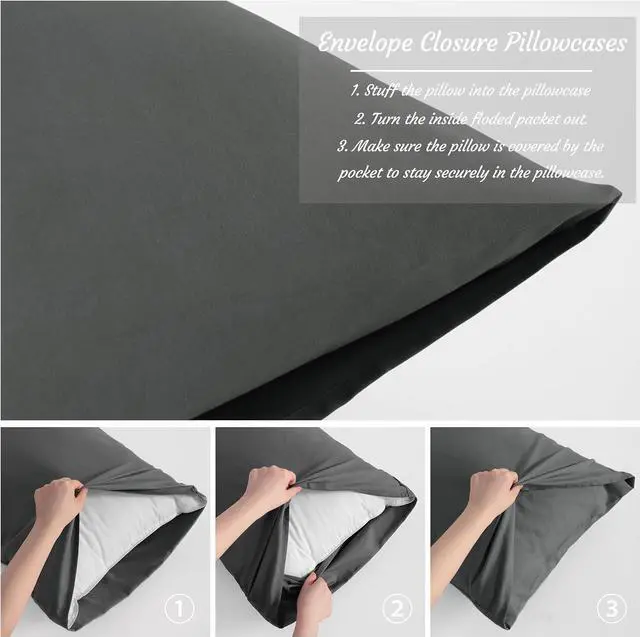 Alt view image 2 of 7 - NTBAY Body Microfiber Pillowcases, Set of 2, Dark Grey