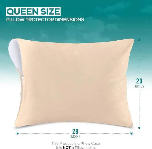 Alt view image 2 of 7 - Set of 2 Pillow Protectors with Zipper Queen Size, Pillow Covers