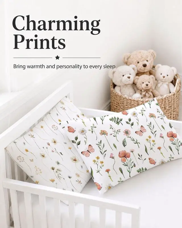 Alt view image 4 of 7 - Toddler Pillowcases 2 Pack, 13 x 18 in, Envelope Closure, Butterfly Garden