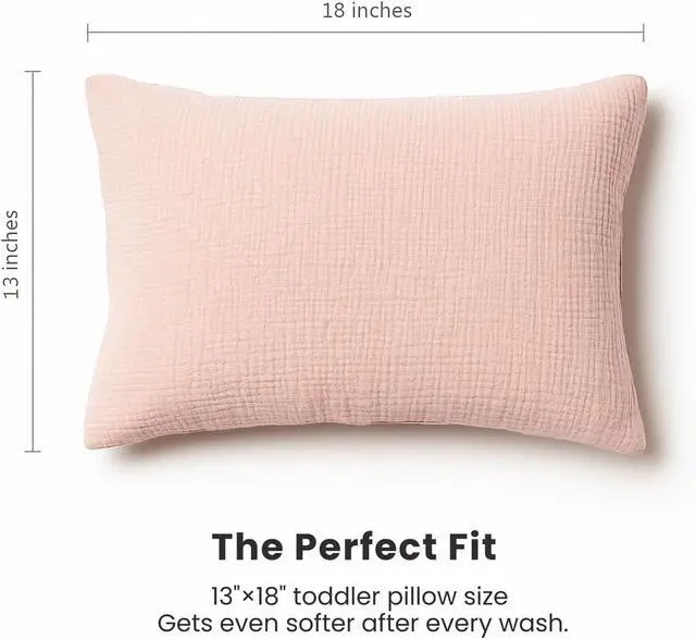Alt view image 4 of 7 - Konssy 2 Pack Muslin Toddler Pillowcases, Soft Baby Pillow Cases, 13"x18"
