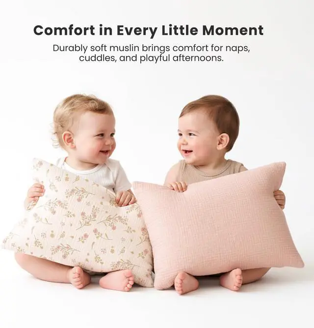 Alt view image 7 of 7 - Konssy 2 Pack Muslin Toddler Pillowcases, Soft Baby Pillow Cases, 13"x18"