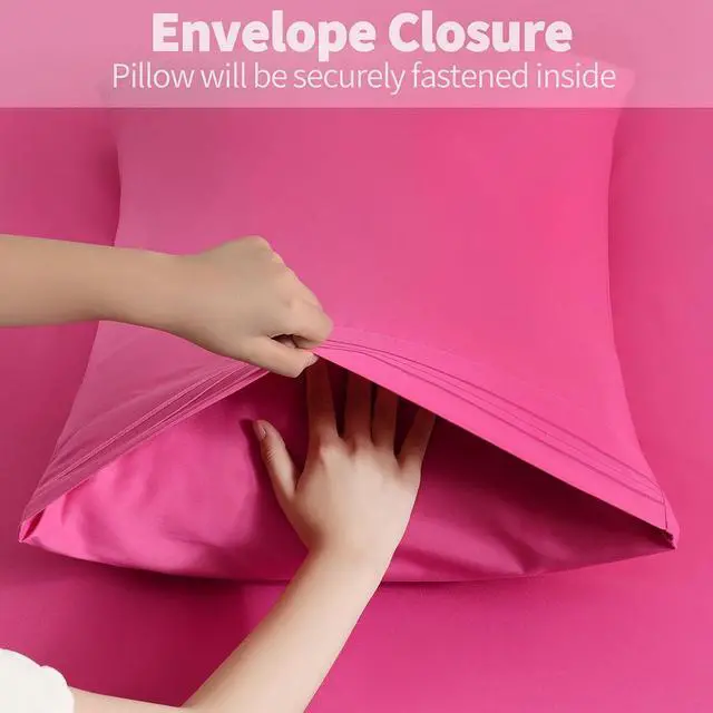 Alt view image 5 of 7 - Horbaunal Microfiber Pillowcases Standard Size, Hot Pink, 2 Pack