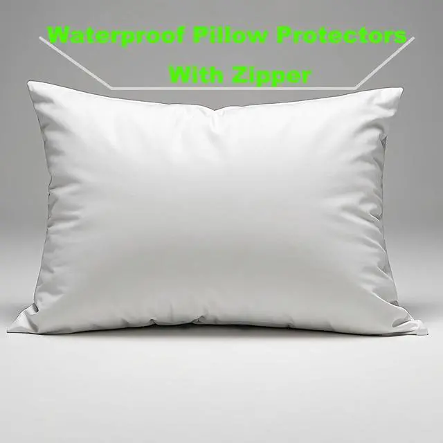 Alt view image 3 of 7 - Waterproof Pillow Protectors Standard Size 20x26 Inches 4 Pack with Zipper Dust Proof Moisture Proof Sweat Proof Pillow Case Cover Protector Soft Cozy White