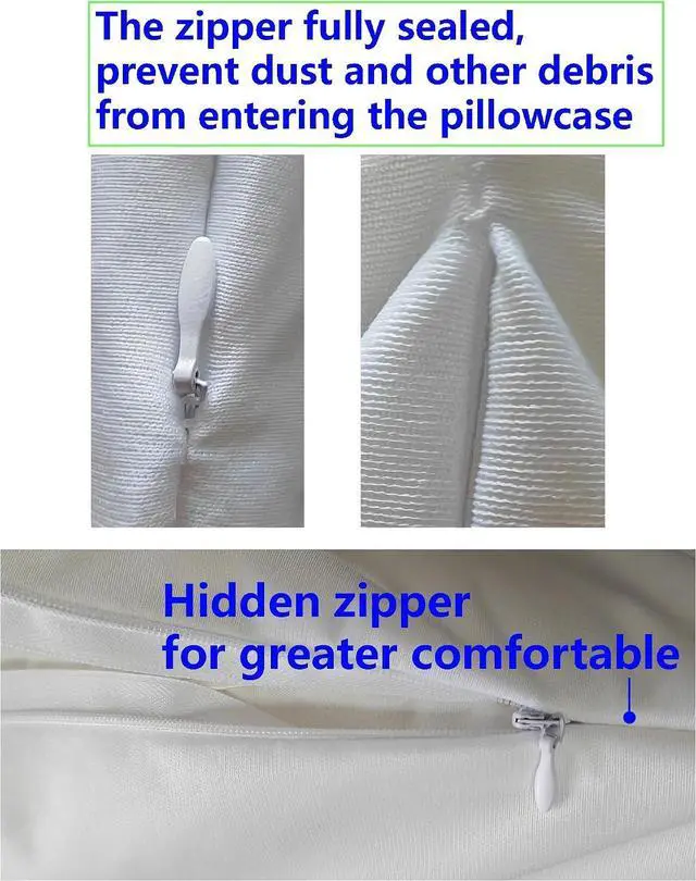 Alt view image 6 of 7 - Waterproof Pillow Protectors Standard Size 20x26 Inches 4 Pack with Zipper Dust Proof Moisture Proof Sweat Proof Pillow Case Cover Protector Soft Cozy White