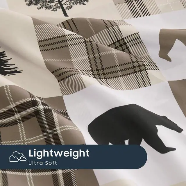 Alt view image 5 of 5 - Wake In Cloud - Rustic Pillow Cases, Cabin Lodge Christmas Bear Moose Deer Woodland Western Country, Set of 2 Soft Pillowcases Pillow Shams Covers, Taupe, Standard Size 20x26 Inches