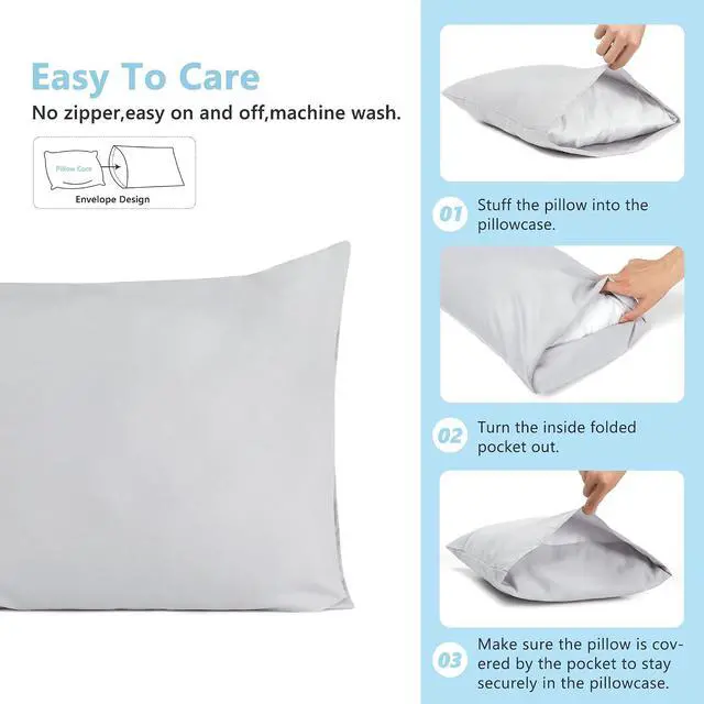 Alt view image 3 of 7 - TILLYOU Toddler Pillowcase 2 Pack with Envelope Closure,13" x 18" Silky Soft Microfiber Travel Pillow Case Kids Pillowcases for Boys and Girls,Gray