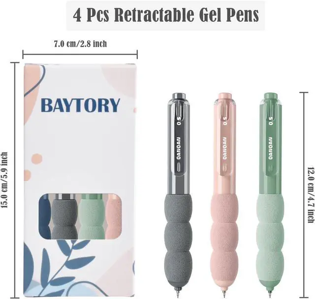 Alt view image 2 of 7 - BAYTORY 4Pcs Small Retractable Gel Pens, Fat Pens for Arthritis Hands