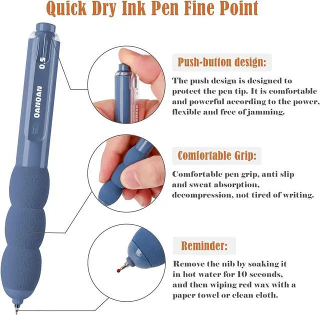 Alt view image 4 of 7 - BAYTORY 4Pcs Small Retractable Gel Pens, Fat Pens for Arthritis Hands