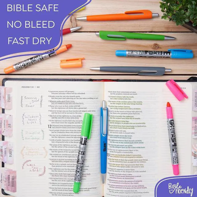 Alt view image 2 of 7 - BLIEVE - Aesthetic Highlighters and Gel Pens With Soft Ink and Chisel Tip, Bible Highlighters and Pens No Bleed, Dry Fast Easy to Hold, for Bible Journaling Planner School Supplies (COLORFUL)
