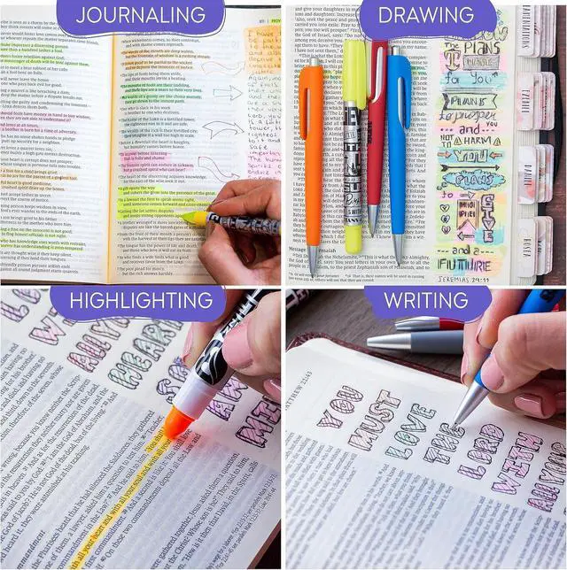 Alt view image 7 of 7 - BLIEVE - Aesthetic Highlighters and Gel Pens With Soft Ink and Chisel Tip, Bible Highlighters and Pens No Bleed, Dry Fast Easy to Hold, for Bible Journaling Planner School Supplies (COLORFUL)