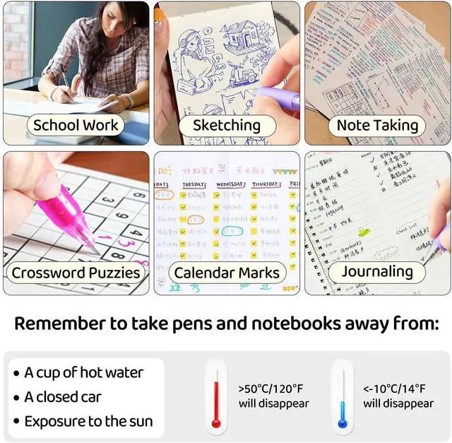 Alt view image 6 of 7 - Retractable Erasable Gel Pens Clicker,Fine Point 0.7mm Smooth Writing Pens,Cute Pens For Writing Journaling Taking Notes School Office Home. (12 Colors)