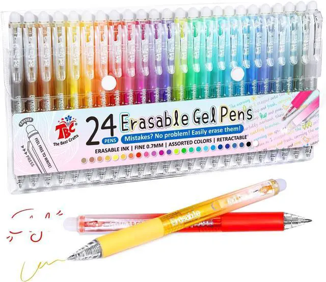 Main image of 24 Pcs Erasable Pens with Eraser,Retractable Colored Gel Pens Erasable