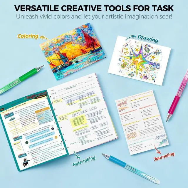 Alt view image 5 of 5 - 24 Pcs Erasable Pens with Eraser,Retractable Colored Gel Pens Erasable
