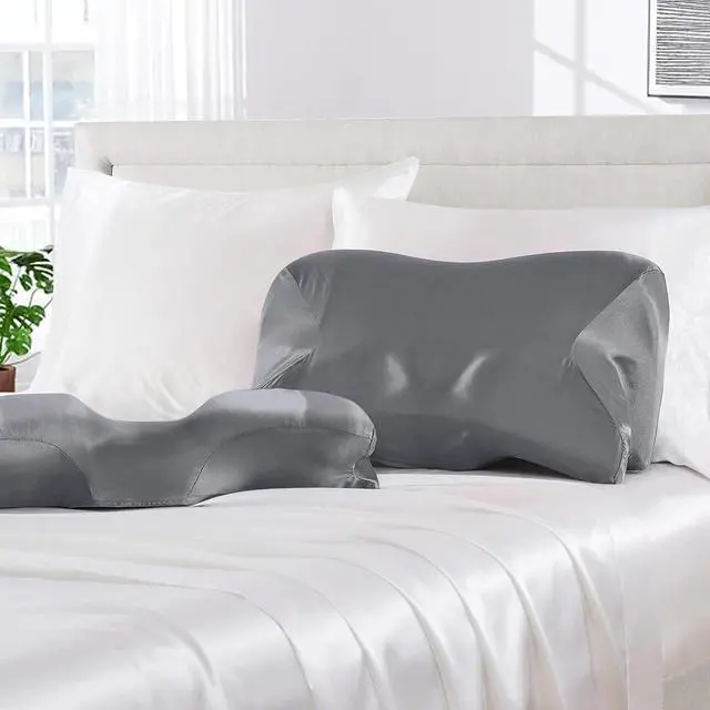 Alt view image 2 of 7 - Satin Pillowcase for Cervical Pillow, Dark Grey