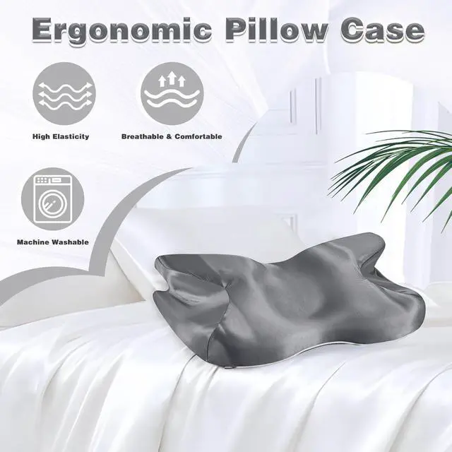 Alt view image 3 of 7 - Satin Pillowcase for Cervical Pillow, Dark Grey