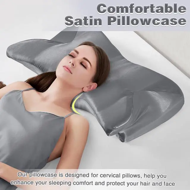Alt view image 5 of 7 - Satin Pillowcase for Cervical Pillow, Dark Grey