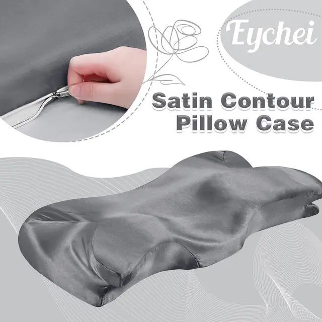 Alt view image 7 of 7 - Satin Pillowcase for Cervical Pillow, Dark Grey