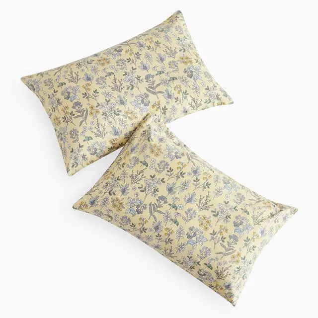 Alt view image 2 of 5 - Wake In Cloud - Floral Pillow Cases, Botanical Vintage Flower Shabby Chic Coquette Cottagecore Aesthetic, Set of 2 Soft Pillowcases Pillow Shams Covers, Cream Yellow, Standard Size 20x26 Inches
