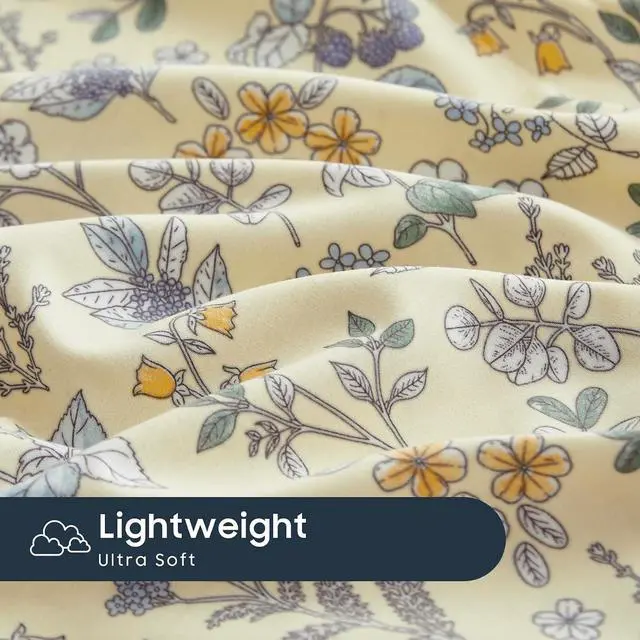 Alt view image 5 of 5 - Wake In Cloud - Floral Pillow Cases, Botanical Vintage Flower Shabby Chic Coquette Cottagecore Aesthetic, Set of 2 Soft Pillowcases Pillow Shams Covers, Cream Yellow, Standard Size 20x26 Inches