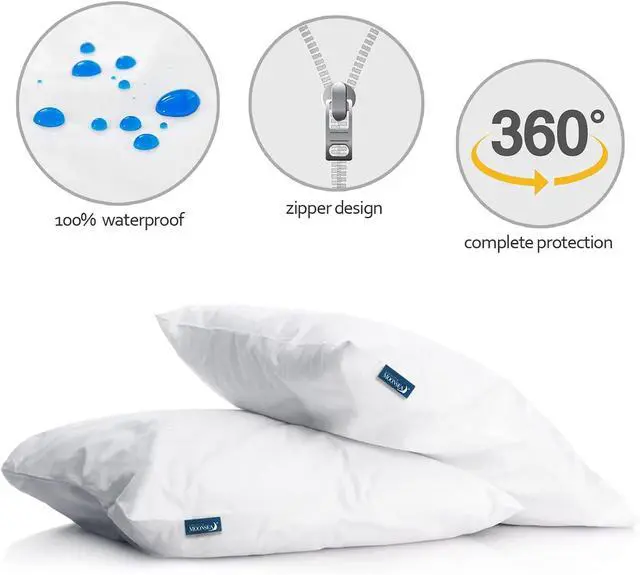 Alt view image 4 of 6 - Toddler/Travel Pillow Protector Cover Zippered 2 Pack Waterproof