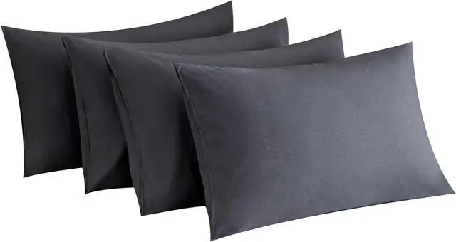 Main image of MINIPANDA Dark Grey Pillow Cases Set of 4 Queen Size, Envelope Design
