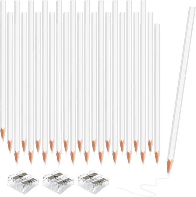 Main image of 36 Pack White Colored Pencils for Kids, Pre-sharpened Art Pencils Back to School Supplies Set, Drawing Sketching Pencils for Students, Teachers, Classroom