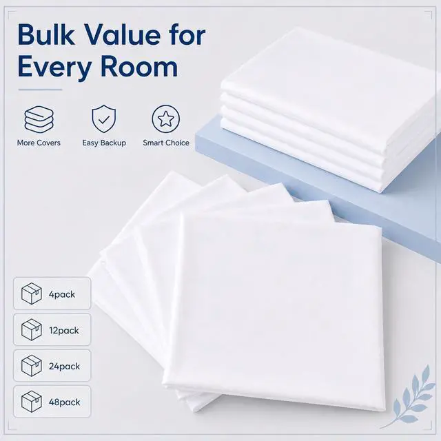 Alt view image 4 of 7 - White Pillow Cases Queen Size Set of 4, 20x30 Envelope Closure Pillowcases, Soft Plain Brushed Microfiber Covers Hypoallergenic Breathable