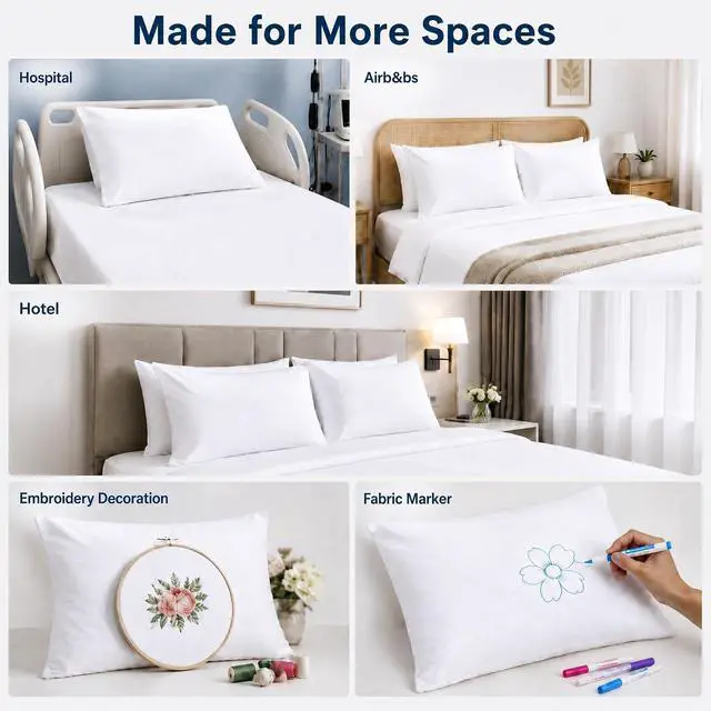 Alt view image 5 of 7 - White Pillow Cases Queen Size Set of 4, 20x30 Envelope Closure Pillowcases, Soft Plain Brushed Microfiber Covers Hypoallergenic Breathable