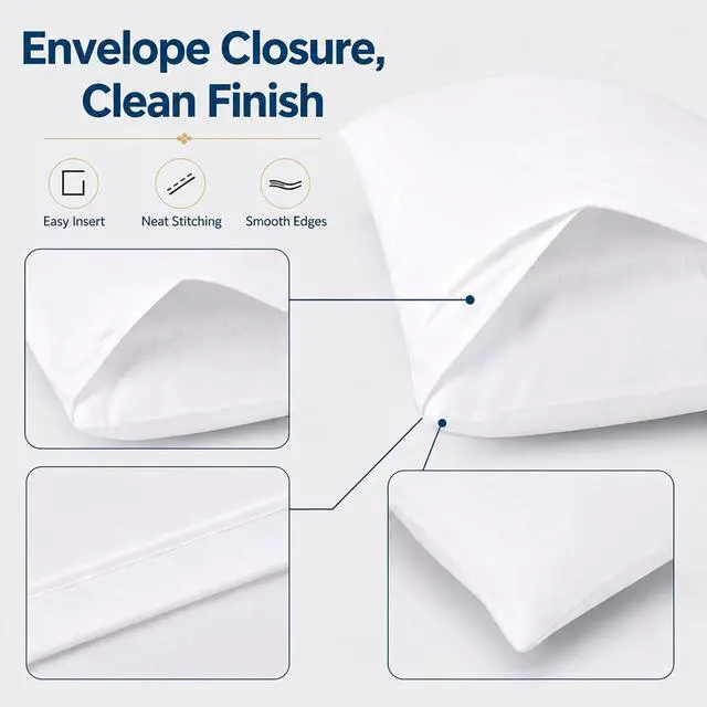 Alt view image 6 of 7 - White Pillow Cases Queen Size Set of 4, 20x30 Envelope Closure Pillowcases, Soft Plain Brushed Microfiber Covers Hypoallergenic Breathable