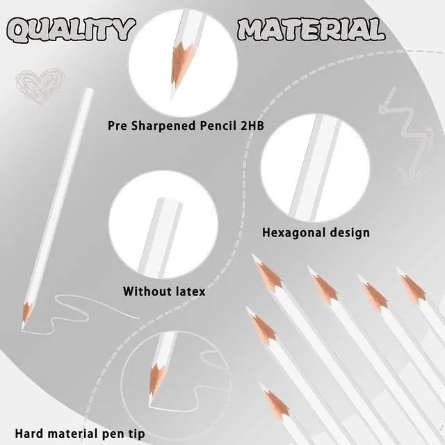 Alt view image 3 of 7 - 36 Pack White Colored Pencils for Kids, Pre-sharpened Art Pencils Back to School Supplies Set, Drawing Sketching Pencils for Students, Teachers, Classroom