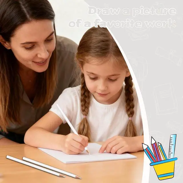Alt view image 5 of 7 - 36 Pack White Colored Pencils for Kids, Pre-sharpened Art Pencils Back to School Supplies Set, Drawing Sketching Pencils for Students, Teachers, Classroom