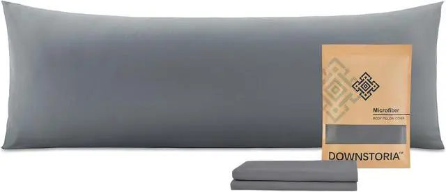 Main image of DOWNSTORIA Body Pillow Pillowcase, Ultra Soft Microfiber Long Pillow Cover, Envelope Closure Large Pillow Cases 20x54 inch (Dark Gray)