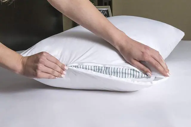 Alt view image 5 of 7 - Set of 2 Standard/Queen Waterproof Pillow Protectors - Temperature Balancing, Allergist Recommended - Premium Breathable, Zippered Protectors (White)