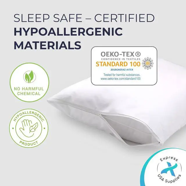 Alt view image 7 of 7 - Set of 2 Standard/Queen Waterproof Pillow Protectors - Temperature Balancing, Allergist Recommended - Premium Breathable, Zippered Protectors (White)