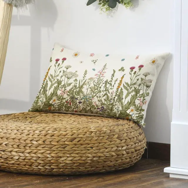Alt view image 4 of 7 - AVOIN colorlife Wildflowers Fall Throw Pillow Cover, 12 x 20 Inch Flower Cushion Case Decoration for Sofa Couch