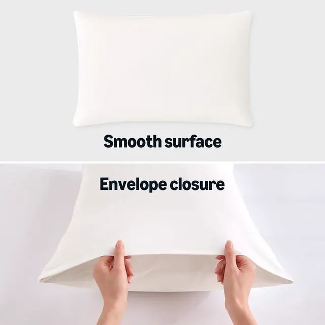 Alt view image 5 of 7 - Amazon Basics Cooling Pillow Cases for Hot Sleepers, Soft Pillow Covers, Silky Smooth on Hair and Skin, High Elastic and Envelope Closure for Snug Fit, 20" x 30", Queen, White, Pack of 1