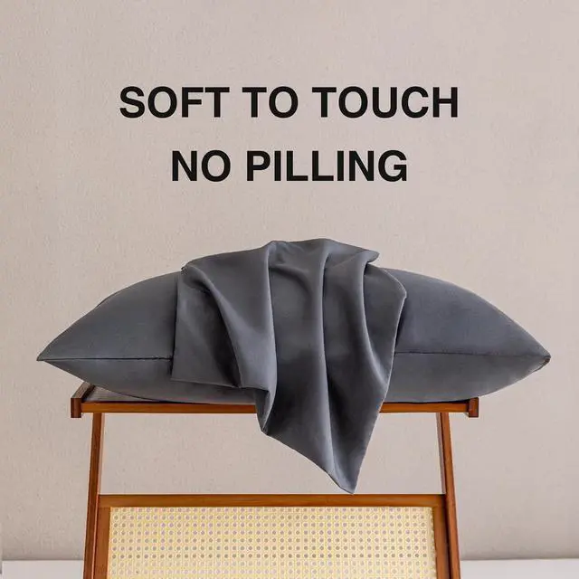 Alt view image 5 of 6 - MINIPANDA Dark Grey Pillow Cases Set of 4 Queen Size, Envelope Design