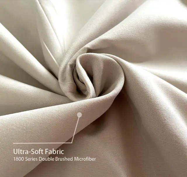 Alt view image 3 of 7 - iMaylex 1800 Series Super Soft Brushed Microfiber Fabric Zipper Pillowcase, Luxury Cozy and Lightweight, Set of 2, Khaki, Standard, 20x26 Inches