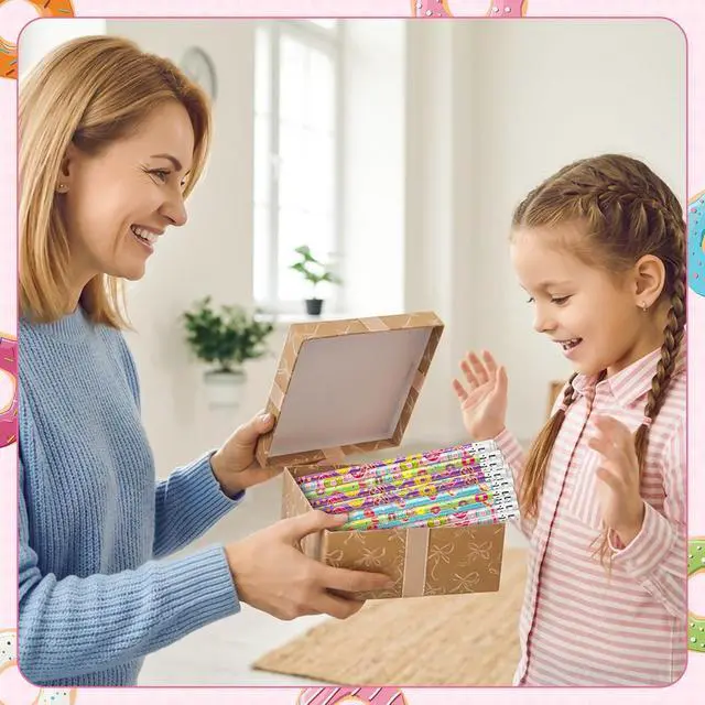 Alt view image 6 of 6 - Xqumoi 60Pcs Doughnut Pencils with Erasers - Cute Donut Themed #2 HB Wooden Pencils in Bulk Birthday Party Favors Classroom Student Rewards Goodie Bag Fillers Stuffers Back to School Gift