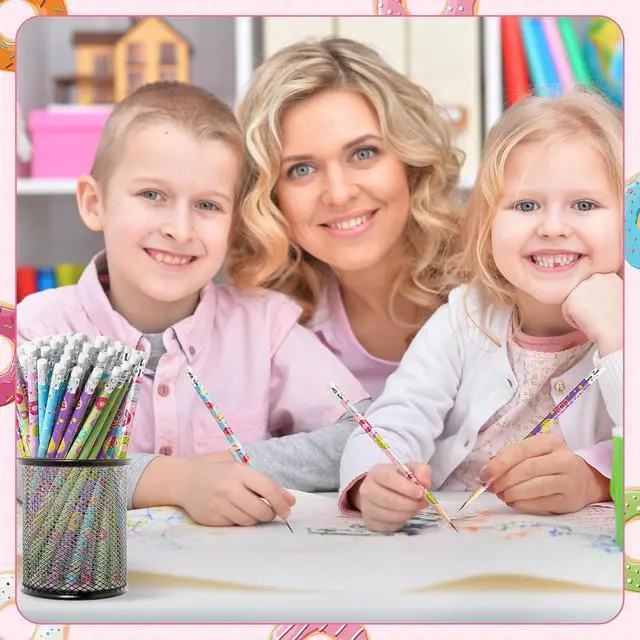 Alt view image 5 of 6 - Xqumoi 60Pcs Doughnut Pencils with Erasers - Cute Donut Themed #2 HB Wooden Pencils in Bulk Birthday Party Favors Classroom Student Rewards Goodie Bag Fillers Stuffers Back to School Gift
