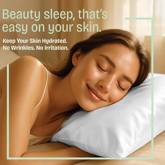 Alt view image 5 of 7 - BLISSFORD Satin Pillowcase with Zipper for Hair and Skin Care, Feels Soft and Cool Like a Silk Pillowcase, White Satin Pillow Cases 2 Pack, Slik Pillow Cover, Standard Size - Set of 2