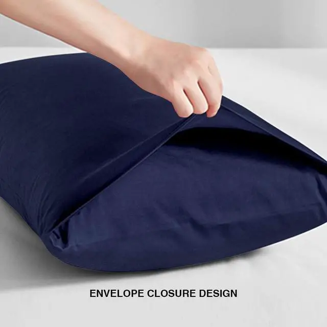 Alt view image 3 of 7 - FLXXIE 2-Pack Microfiber King Pillow Cases, Envelope Closure, Navy
