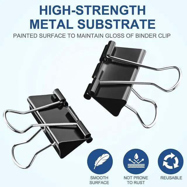 Alt view image 4 of 7 - 150 Pack Small Binder Clips 0.75 Inch with Container, Paper Clips Clamps, Black Office Clips, Mini Binder Clips, Clips for Paperwork, for Office and Home Supplies School