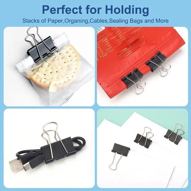 Alt view image 7 of 7 - 150 Pack Small Binder Clips 0.75 Inch with Container, Paper Clips Clamps, Black Office Clips, Mini Binder Clips, Clips for Paperwork, for Office and Home Supplies School