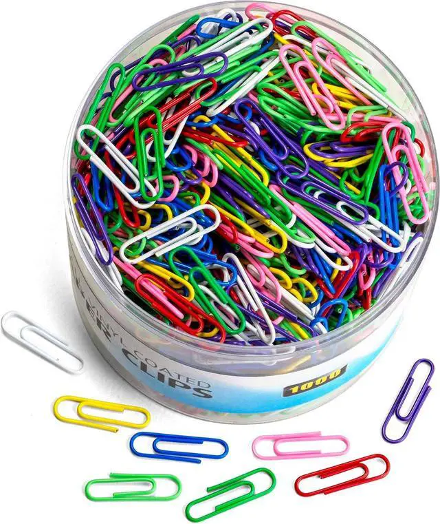 Main image of Officemate Vinyl Coated #2 Paper Clips, Assorted Colors, Tub of 1000 (97634)