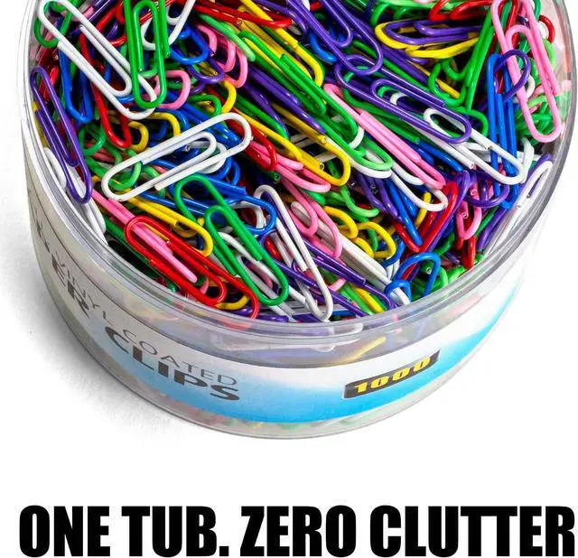 Alt view image 6 of 7 - Officemate Vinyl Coated #2 Paper Clips, Assorted Colors, Tub of 1000 (97634)