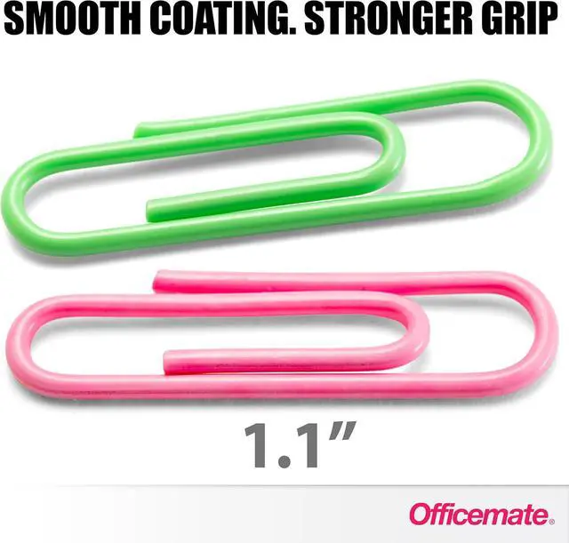 Alt view image 2 of 7 - Officemate Vinyl Coated #2 Paper Clips, Assorted Colors, Tub of 1000 (97634)