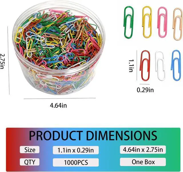 Alt view image 2 of 7 - Colored Small Paper Clips, 1000PCS, 1.1 Inch