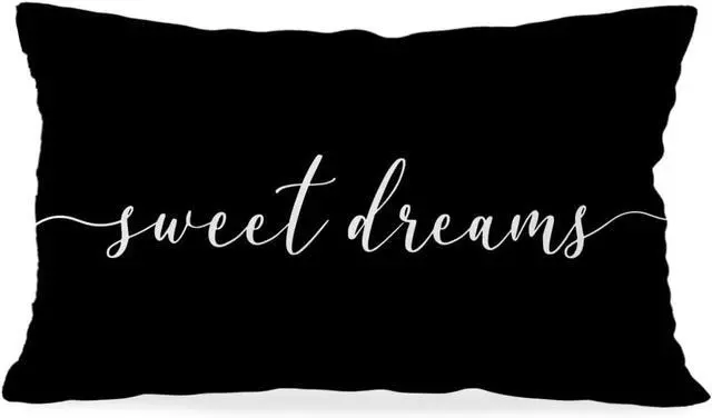 Main image of HONLUNG Black Decorative Pillow Covers, Decorative Pillows for Bed, Sweet Dreams Pillow Covers 12x20 Decor for Couch Bed Bedroom Dorm.